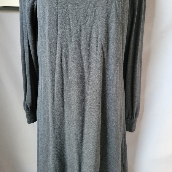 Encircled Comfy Puff Sleeve Mock Neck Dress Gray L - Picture 7 of 16